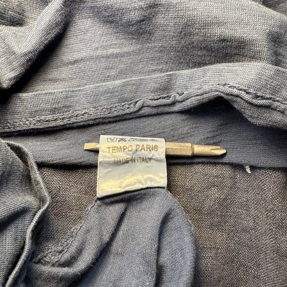 Tempo Paris Navy Star Cotton Linen Blend Blouse Women's Medium Celestial Boho - Picture 3 of 13